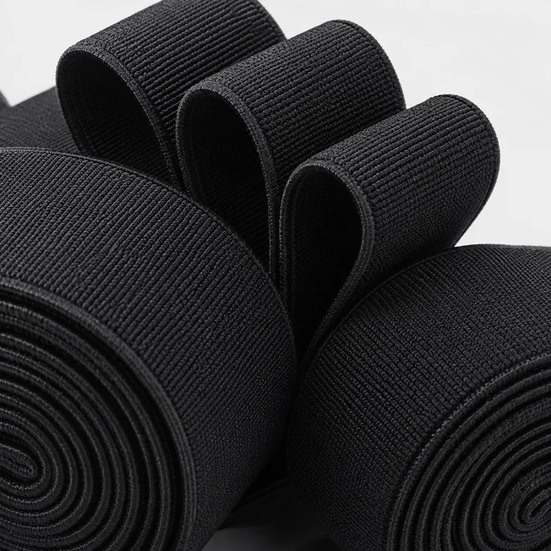 2/5/10M 10-80mm Black Elastic Bands for Sewing 1.9mm Thick Nylon Rubber Band for Hairband Bungee Cord Clothing Resilient Strap