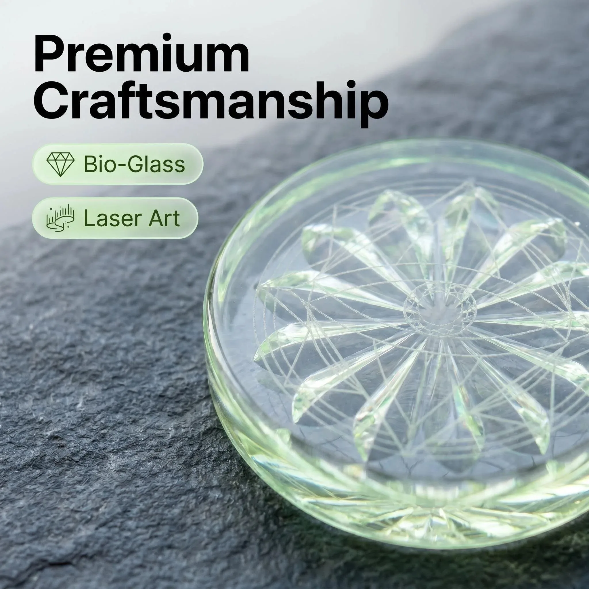

New Arrival Mini Active Bio Glass Piece Transparent Crystal Custom Pattern Spiritual Gift for Home Decor Jewelry Making