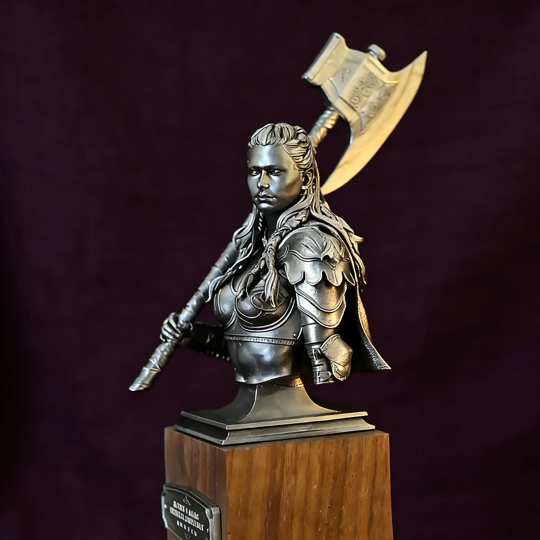 Handmade & Hand-Painted Epoxy Resin Viking Female Warrior Bust 210mm - Desk Decor Home Office Gift