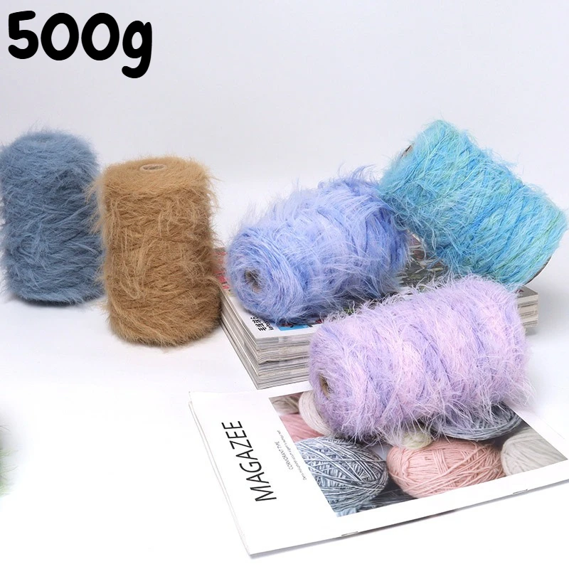 

500g 8cm Faux Mink Wool Yarn, Non Shedding and Skin Friendly Knitted Yarn, Hand Woven DIY Scarf, Hat, Blanket, Crochet Thread
