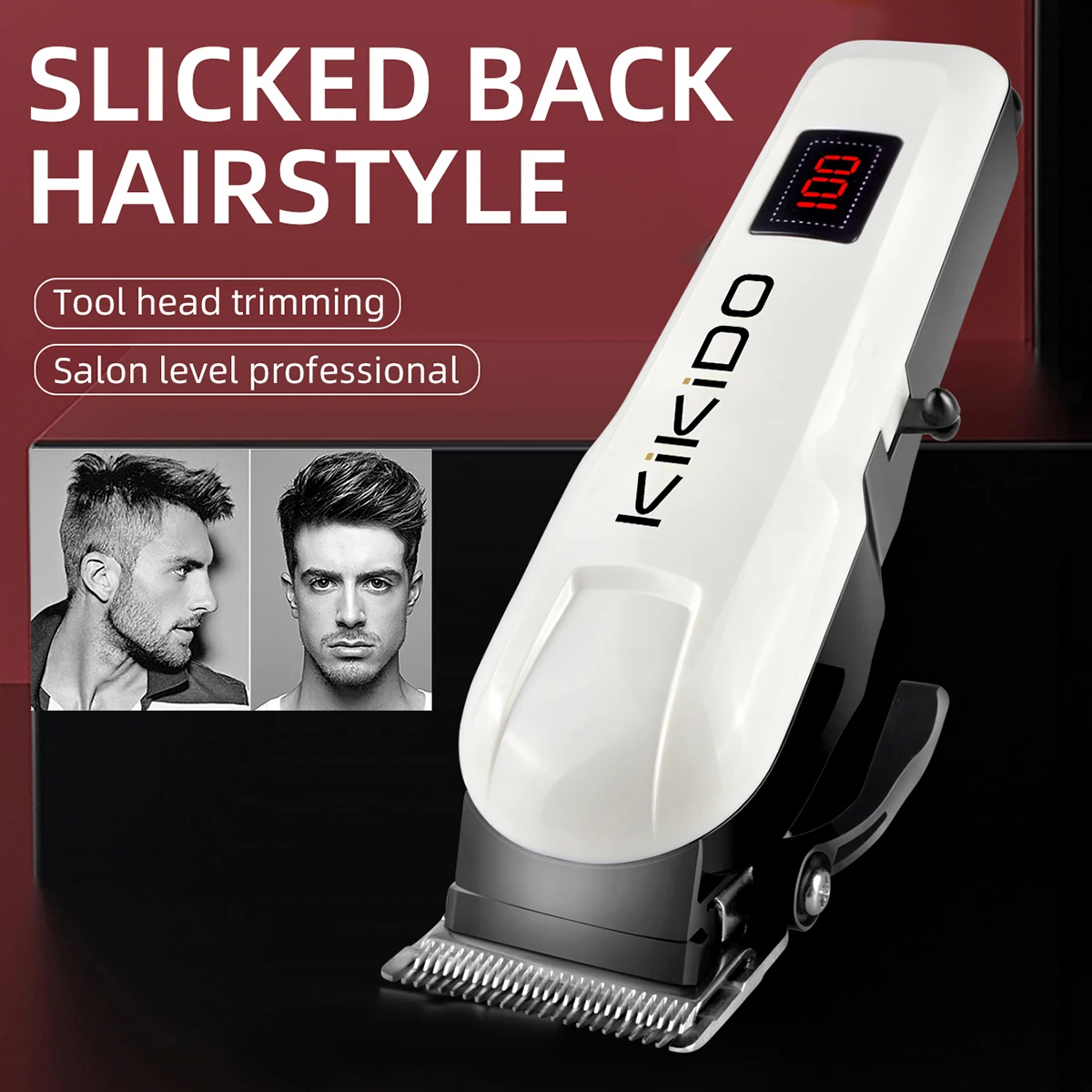 KIKIDO KK-809A New Electric Hair Clipper, Rechargeable Trimmer, Men's Electric Shaver with LCD Display, Wireless Beard Trimmer