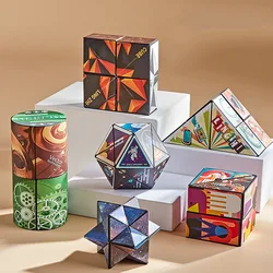 3D Geometric Cubic Toys Reversible Magnetic Magic Cube Anti Stress Hand Flip Puzzle Game Kids Reliever Fidget Toy
