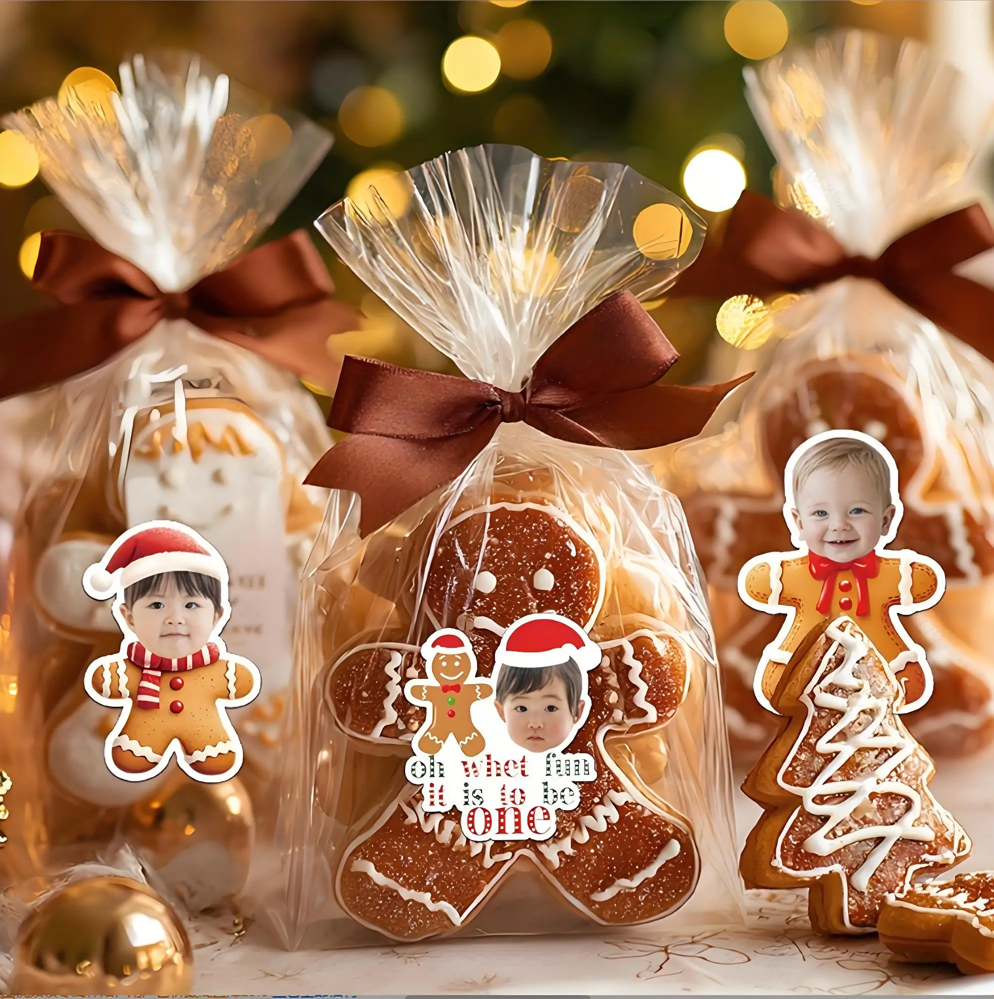 Maßgeschneiderte Lebkuchenmann-Partyaufkleber, Weihnachtsmütze-Designetiketten, Weihnachtsgeschenkdekorationen, Weihnachtsparty-Zubehör