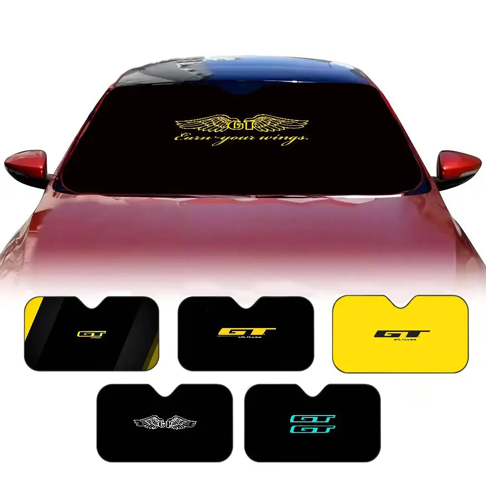 GT-BIKEs Bicycle LOGO Windshield Sunshade Anime Cute Car Front Windshield 70x130cm Sun Visor Heat Reflector