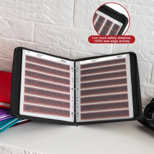 Imagen 2 del producto eTone nuevo Kit de almacenamiento negativo de película refinada, Protector de álbum, carpeta con cremallera, caja de almacenamiento con 50 Uds. De fundas sin ácido
