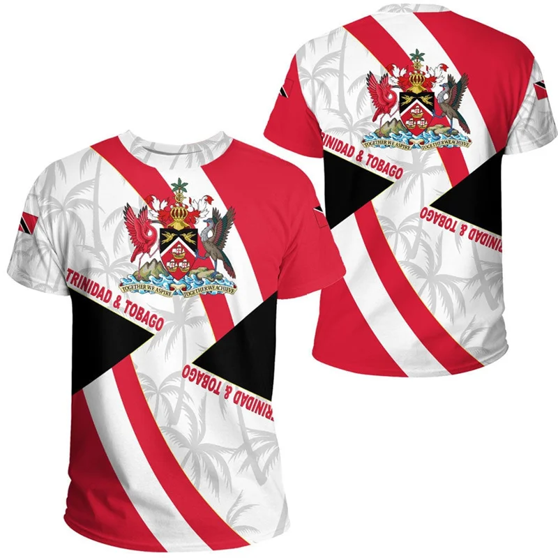 Trinidad And Tobago Flag Pattern T-Shirt Men 3D Printed Outdoor Sportswear Tee Shirts Round Neck Short Sleeves Street T Shirt