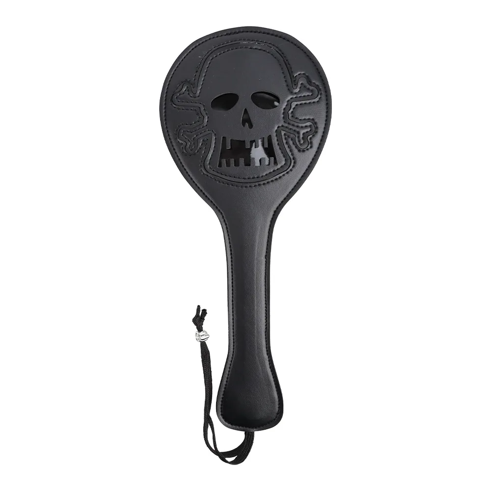 Hallowmas Skeletonized Head Spanking Paddles Ronde Lederen Slappende Paddle Slap Butt Training Tool voor Vrouwen en Koppel Rollenspel