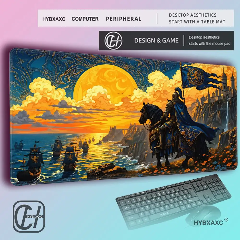 HYBXAXC Retro Aesthetic Knight MTG Playmat Magic Card Mat with Stitched Edge Durable Tabletop playmat Board Game Mat for TCG
