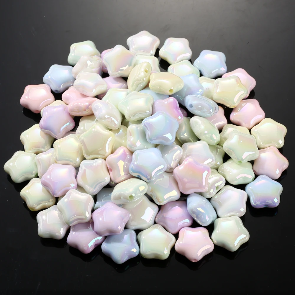 10Pcs 24mm Acrylic AB Colorful Pentagram Beads Loose Spacer Beads For Jewelry Making DIY Handmade Necklace Bracelet Earrings