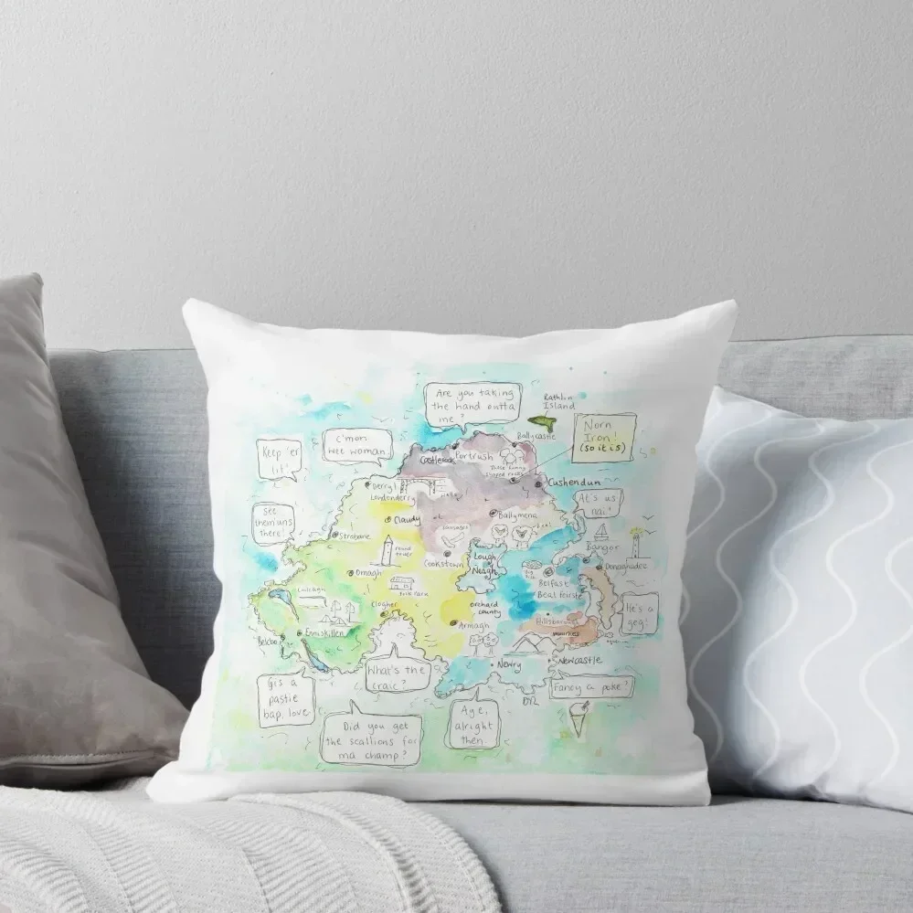 

Norn Iron fun and quirky map. Northern Ireland. Throw Pillow Cusions Cover Decorative Sofa Cushion Ornamental Pillow pillow