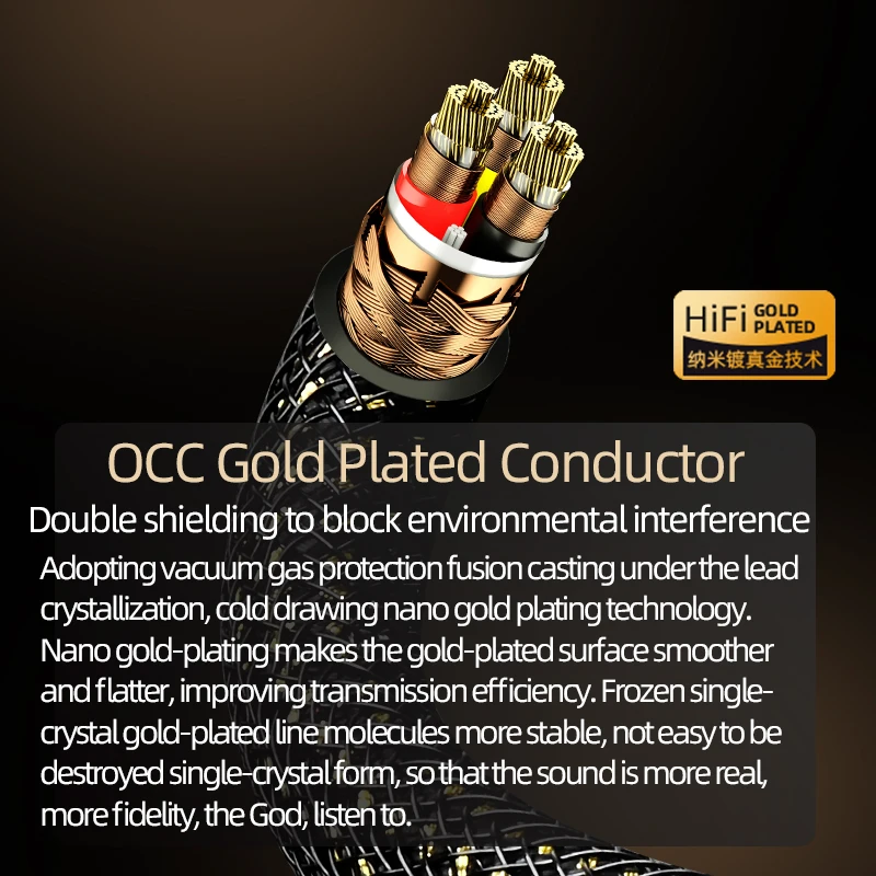 HiFi Power Cable Hi-end  OCC Gold-plated Audio Power Cord with EU/US/AU Connector for Filter Amplifier