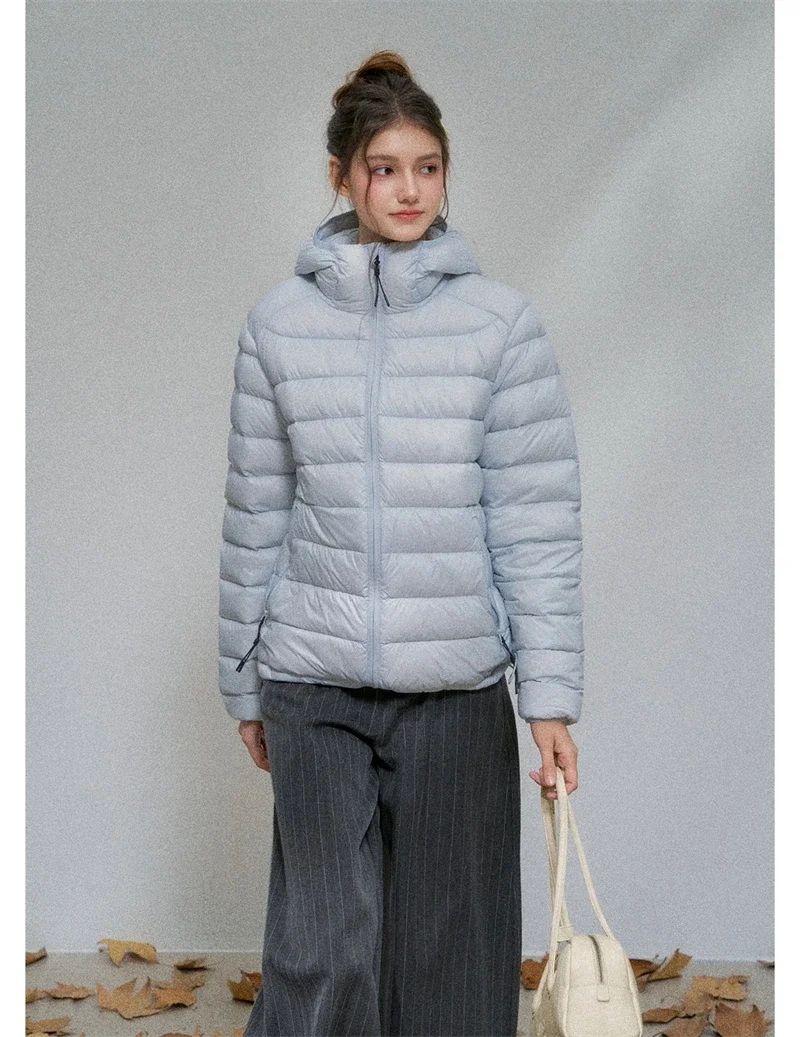 Lightweight Puffer Jacket Women Slim Fit Quilted Thin Winter Coat Hooded Casual Warm Inner Down Outerwear Cotton Parkas куртка