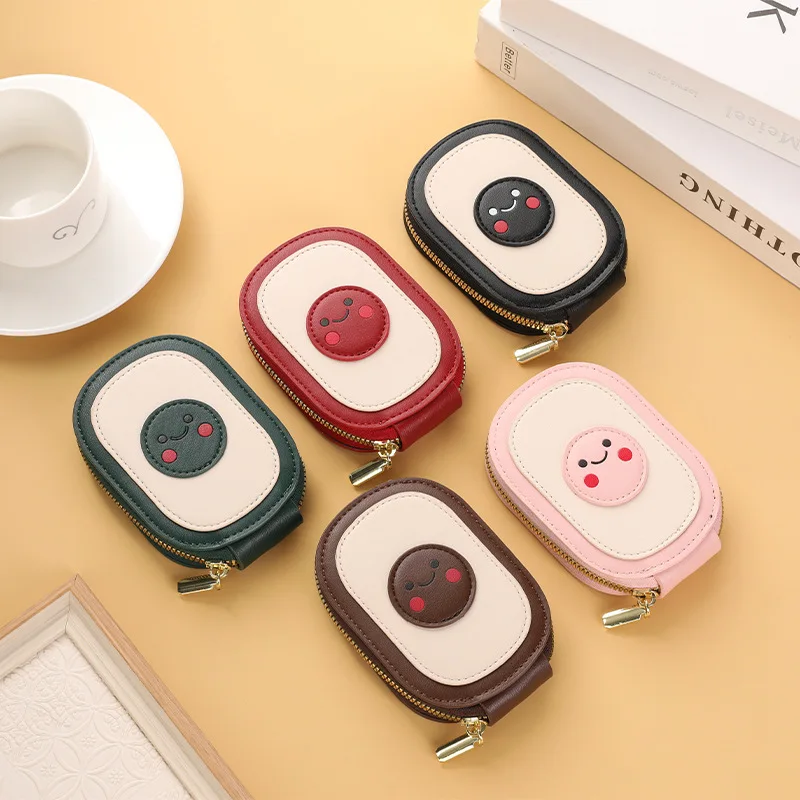 حقيبة بطاقات كرتونية مبتسمة لطيفة من RFID Blockimg مع فتحات متعددة، محفظة للعملات المعدنية، bolsas femininas، محفظة صغيرة بسحاب للنساء