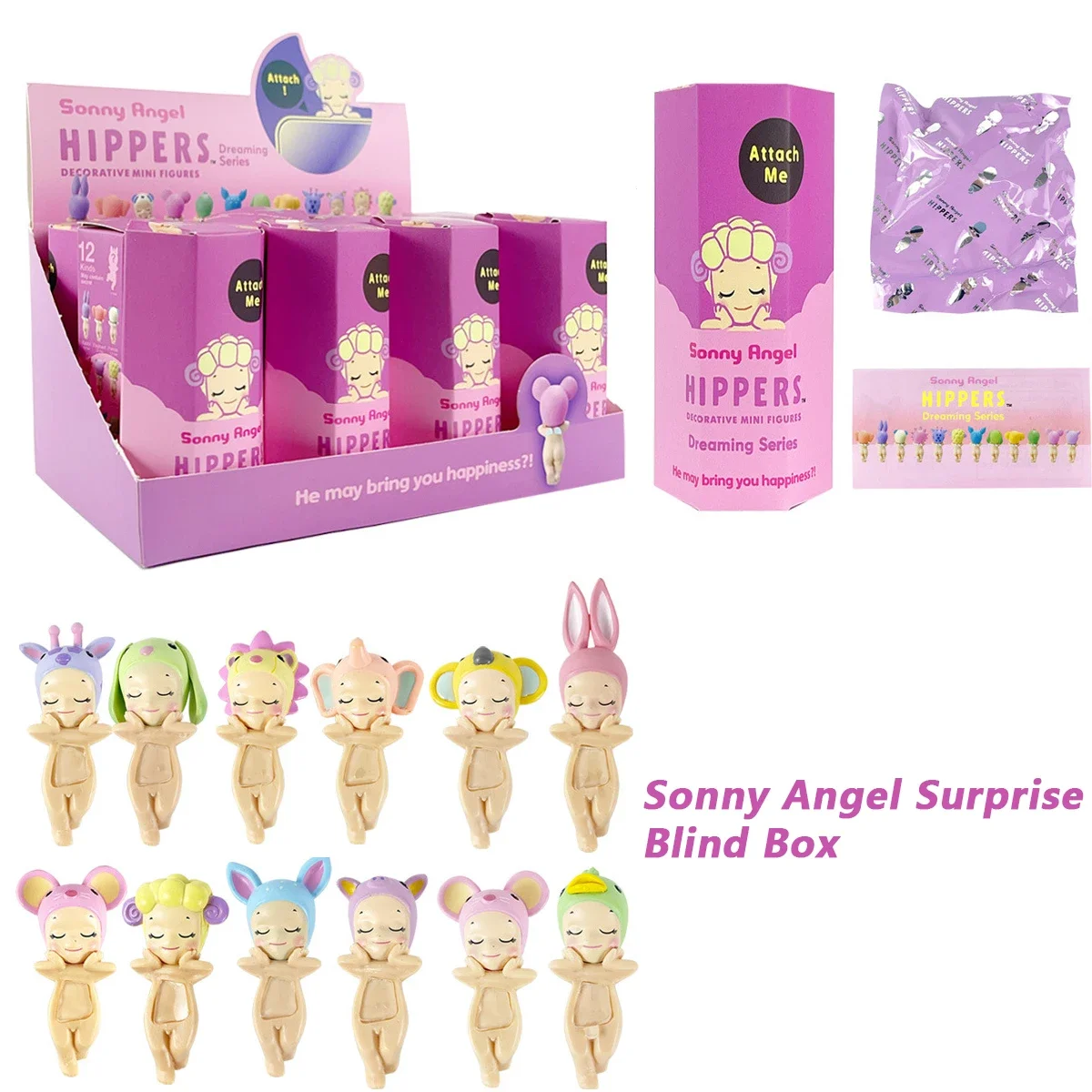 Macny Angel Hippers-Série de boîtes aveugles d\'animaux, Carillon de guérison, Ornements de téléphone portable, Dummonopole, Jouets pour enfants,