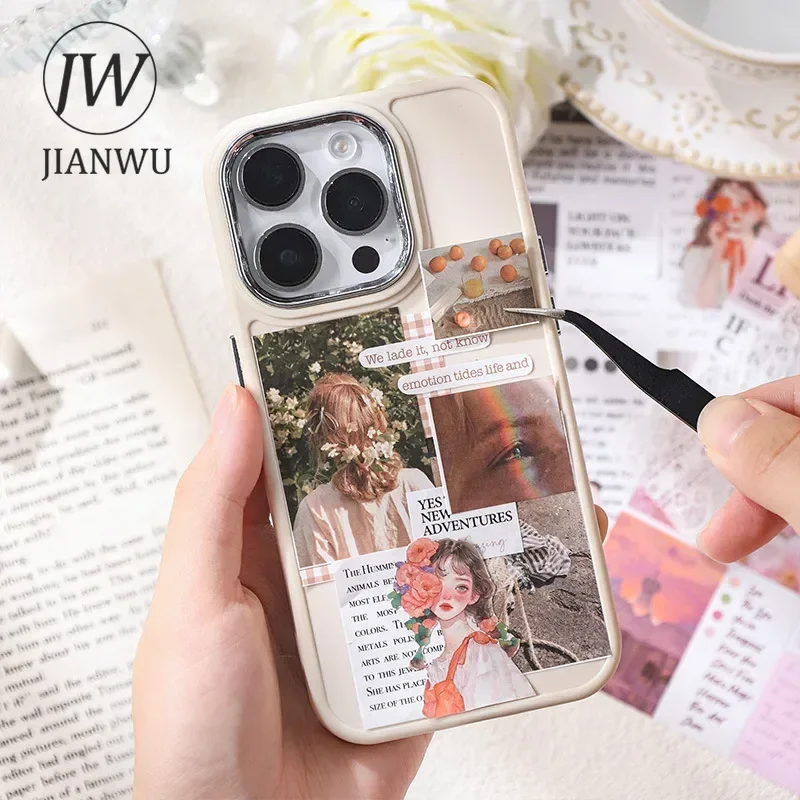 JIANWU The Thoughts of A Young Girl Series Vintage English Text Material Collage Sticker Book Creative Journal Stationery