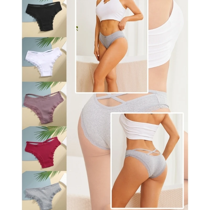 72XE Cotton Panty Floral Lace Panties for Women Briefs Undies Mesh Underwear
