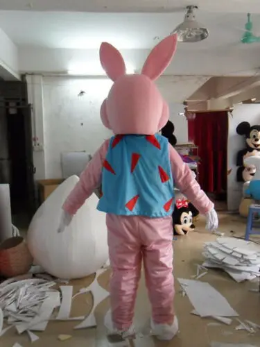 Disfraz de Mascota de conejo rosa para adulto, disfraz de personaje de Halloween, vestido de Navidad, accesorios de cuerpo completo, traje de Mascota