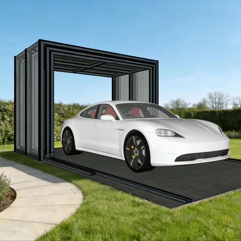 Custom Modern Outdoor Auto Carport Telescopic Sunroom Enclosure System Electric Motorized Retractable Residential Tempered Glass