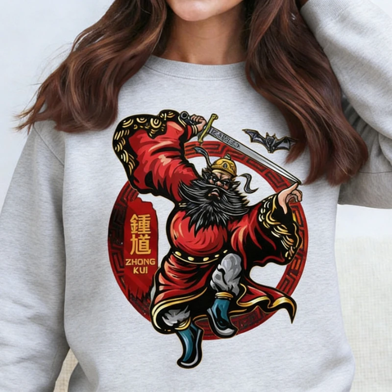 تشونغ كوي الطاوية الإله المطلية بالأشباح الآلهة الصينية الأساطير الدين الشعبي الصيني صورة تي شيرت مطبوع بلايز للجنسين