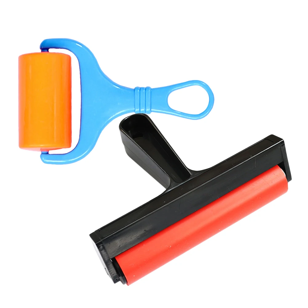 

2Pcs Rubber Rollers Art Printmaking Tools Crafting Roller Ink Compatible Comfortable Grip Durable Material Craft Roller