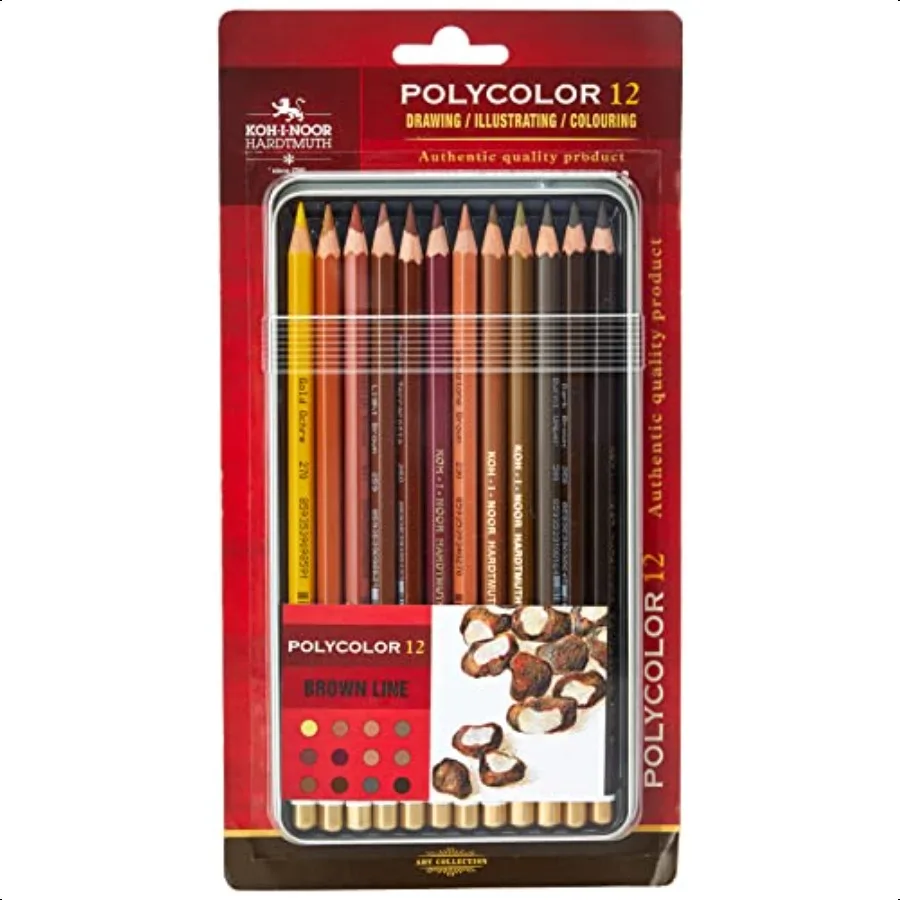 Set di 12 matite colorate per artisti Polycolor Brown Line