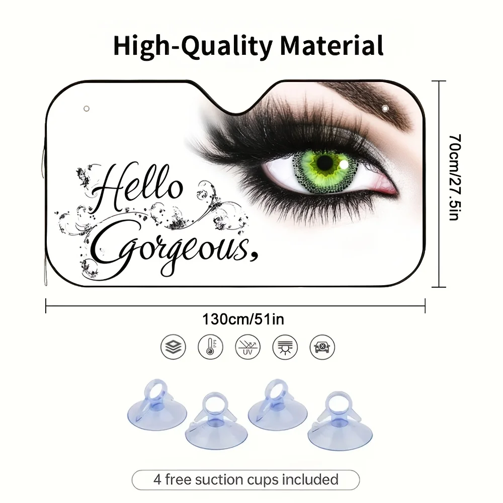 1pc Stunning Green Eyes Gaze Car Sun Visor, Perfect For Daily Commutes, Reduces Sunlight Exposure And Maintains A Comfortable En