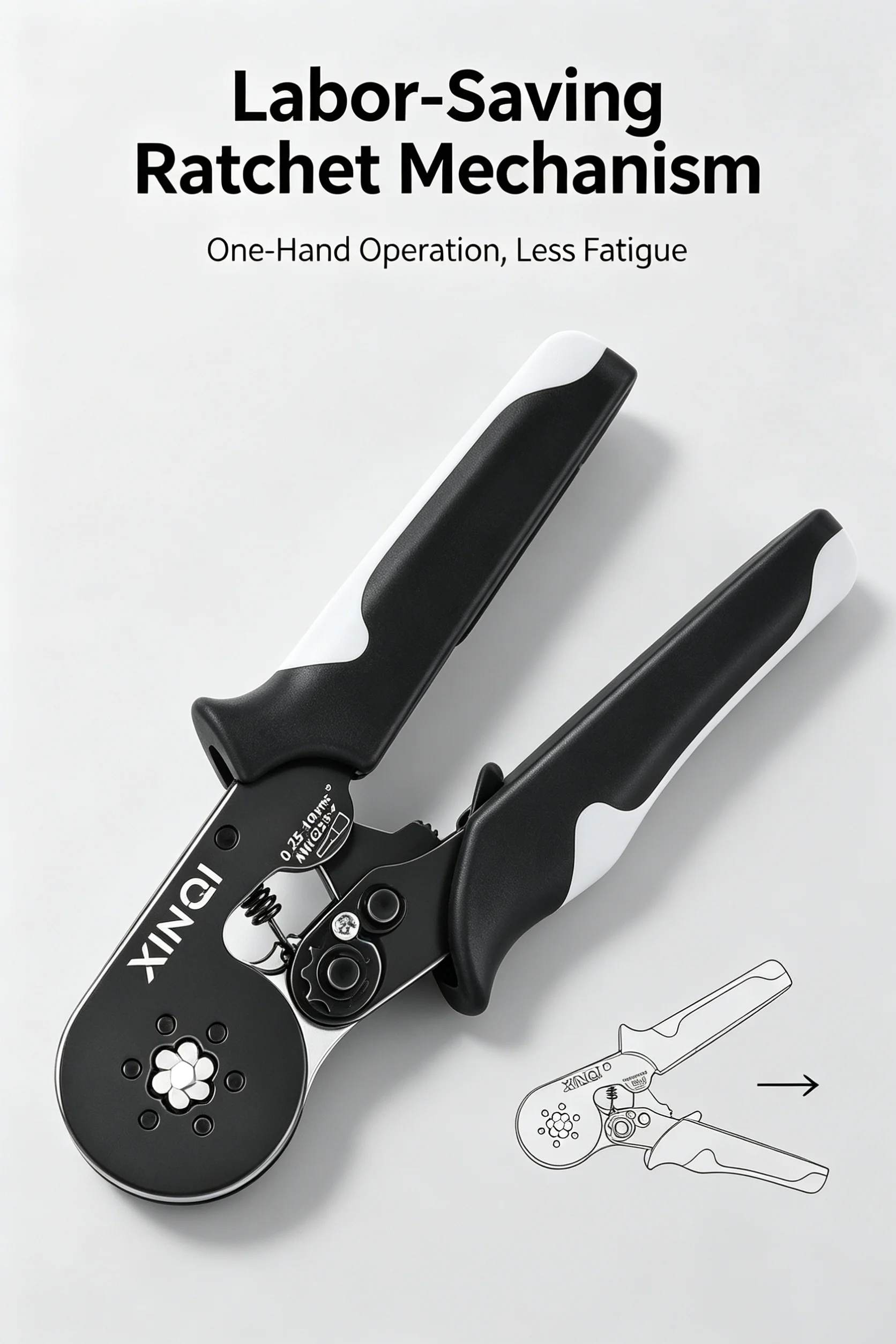 Hexagon Wire Terminal Ferrule Crimping Tool, HSC8 10-6A Self-Adjusting Ratchet Crimping pliers, Electrician Tools for AWG 23-7