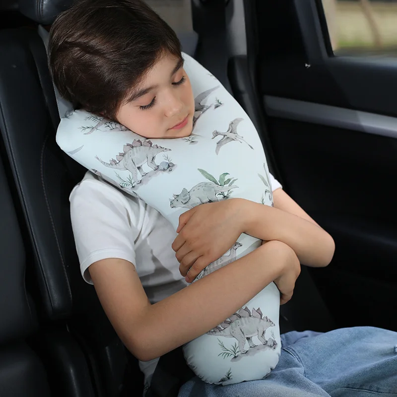 Kinderautositz Nackenkissen Y-Form Sicherheitsgurt Verstellbares Schulterpolster Niedliches Design Lange Reise Zug Flugzeug Polyester 1er Pack