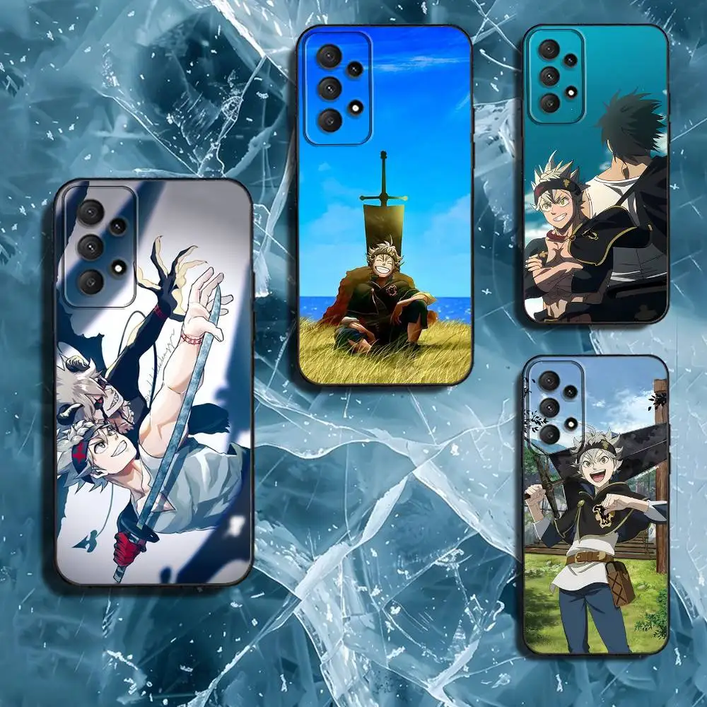 

Black C-Clover A-Asta Phone Case For Samsung Galaxy A13,A21s,A22,A31,A32,A52,A53,A71,A80,Soft Black Shell