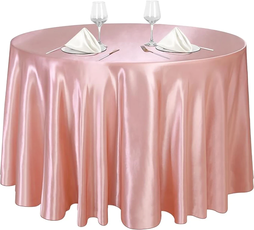 Round Satin Tablecloths Overlay Cover Smooth Fabric For Wedding Event Banquets Baby Shower Hotel Buffet Table Cloth Decor