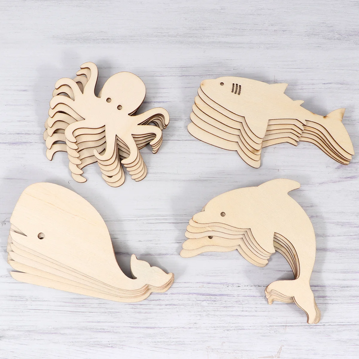 

24pcs 4 Styles Marine Animals Wooden Button Blank Wood Slices For Diy Craft Projects Decorative Log Discs Wood Pieces