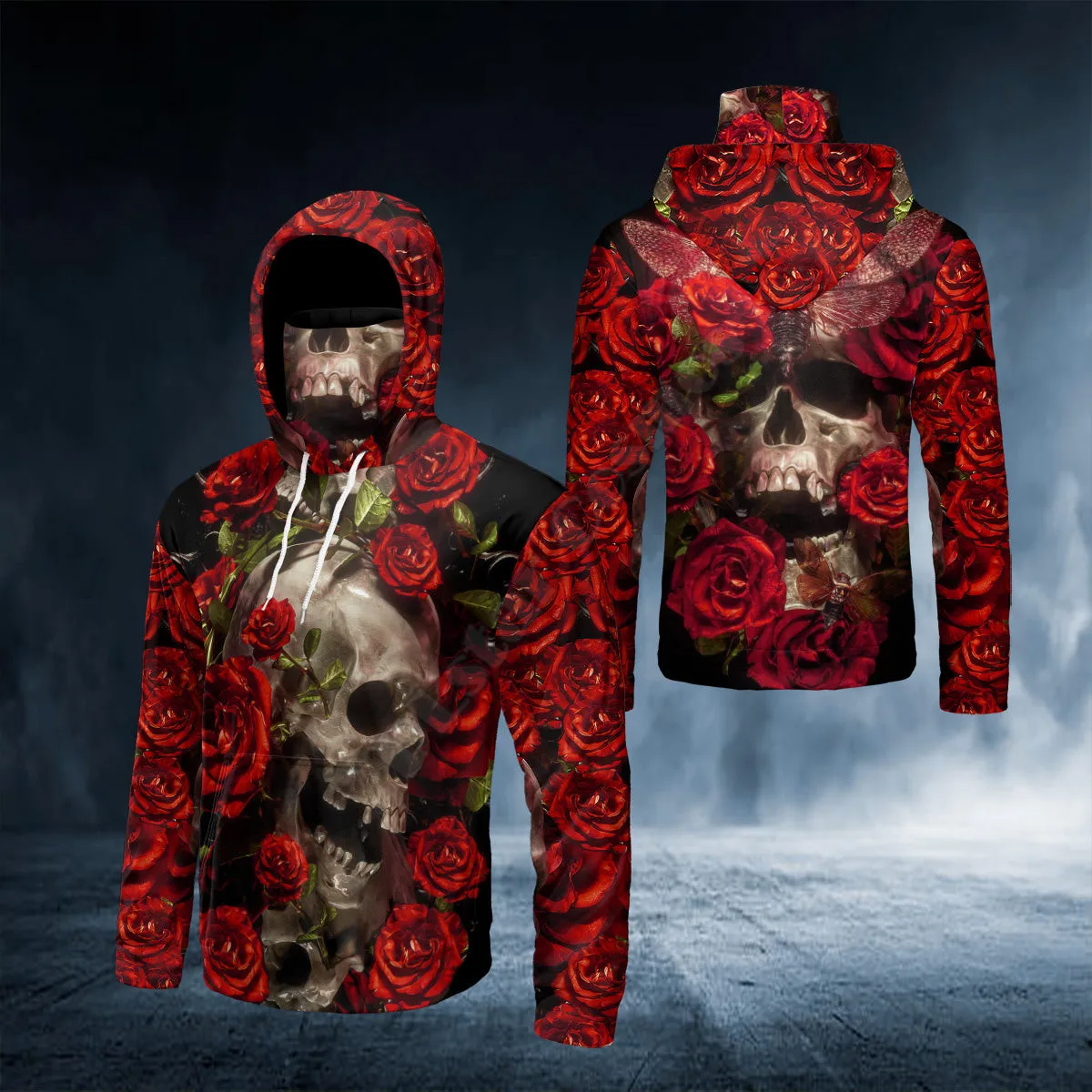 

Rose Garden Marble Skull 3D All Over Printed Bandana Hoodie US Size Women For Men Casual Pullover Hoodie Mask Warm