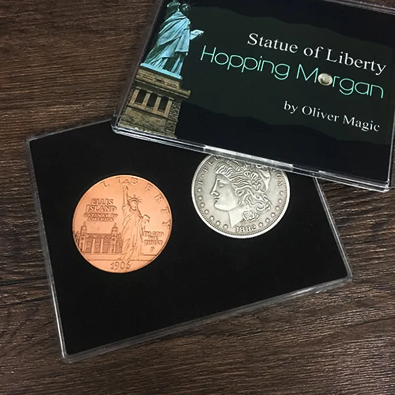 Hopping Morgan (Statue of Liberty) by Oliver Magic Coin Magic Tricks Gimmick Illusions Close up Magic Props Jumping Morgan Coin