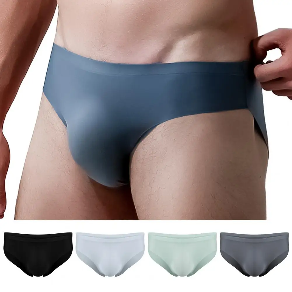 Men Briefs Transparent Stretchy No Trace Hidden Waistband Plus Size Quick Dry Underpants Panties Underwear Honeymoon calcinha