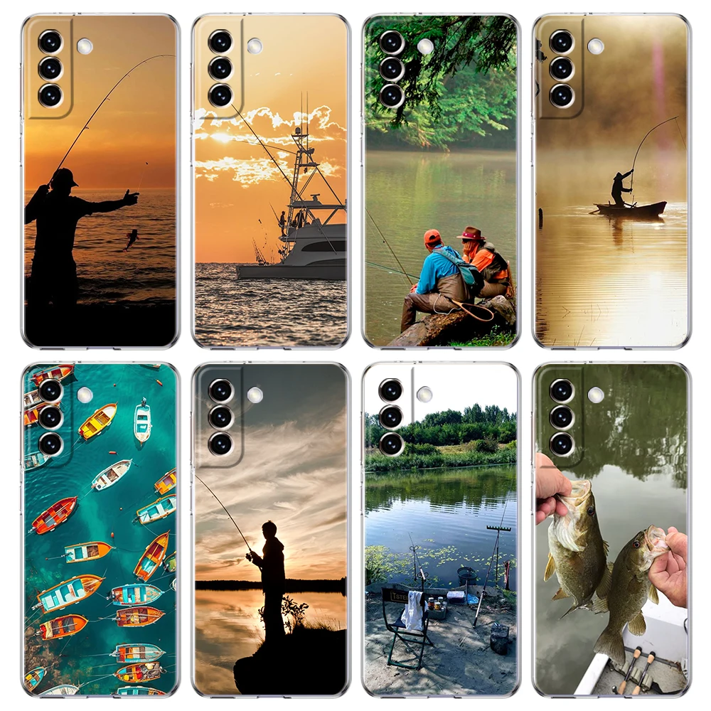 fishing Phone Case For Samsung Galaxy S24 Ultra S23 FE S22 S20 S21 5G S10 S9 Plus S10E S8 Soft Silicone Clear Cover