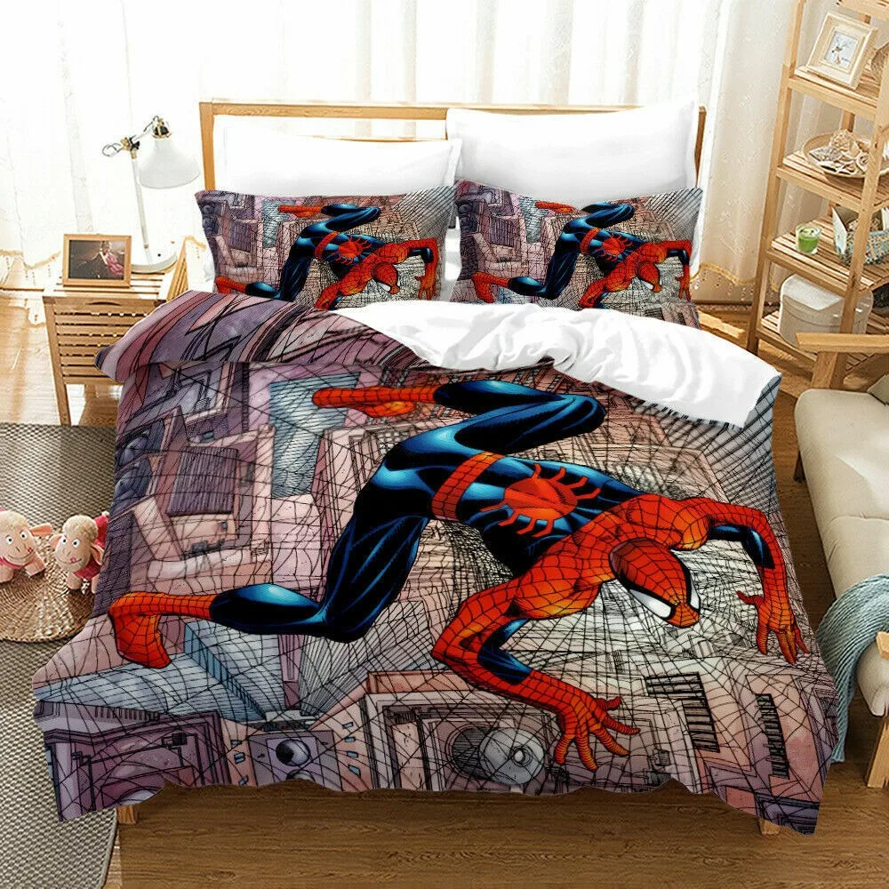 Spiderman Bedding Set Bed Cover Universal, The Avengers Duvet Cover Marvel Heroes Quilt Cover for Kids and Adults Modern Printed