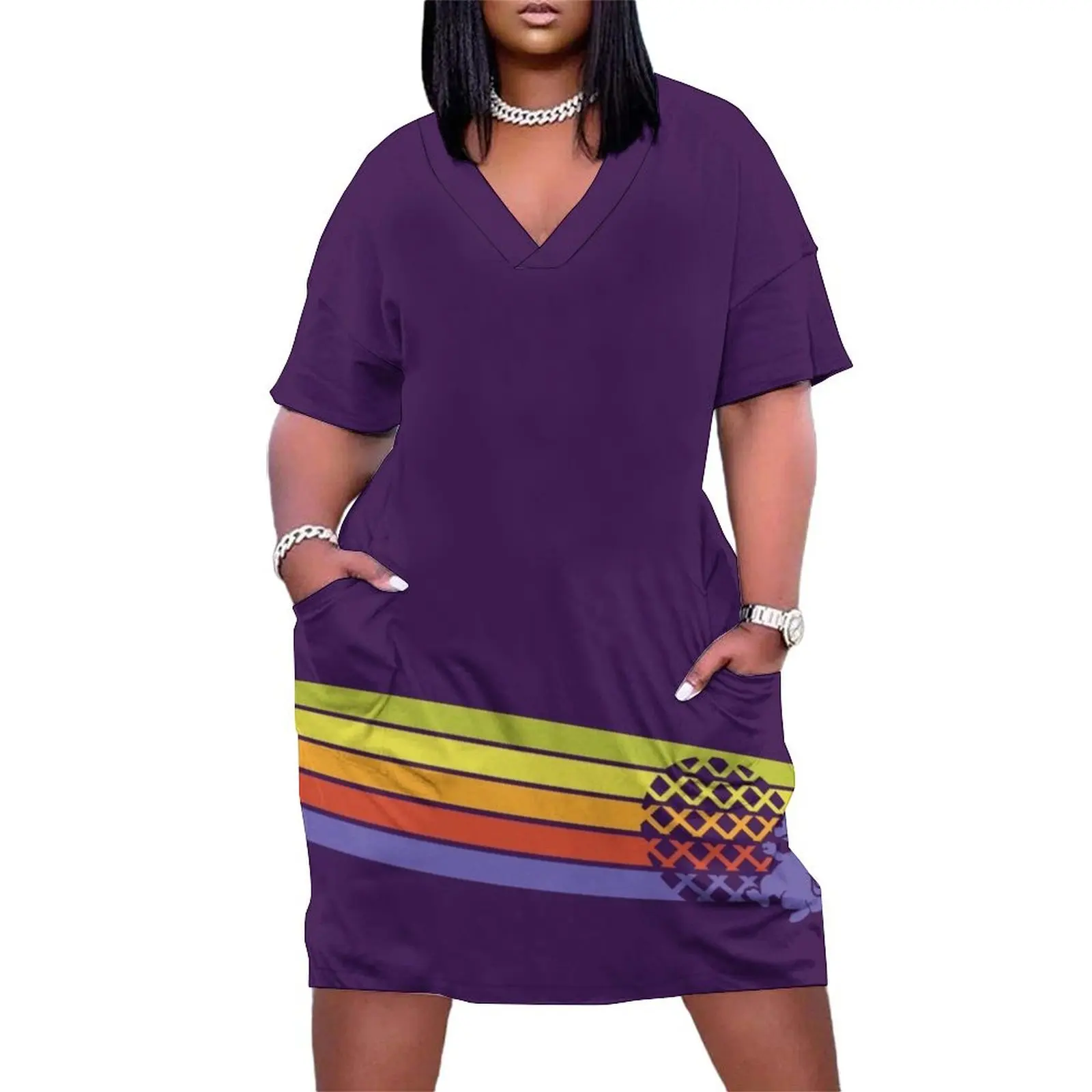 

Retro Dragon Stripes Loose Pocket Dress women's clothing trend 2025 loose women's dress