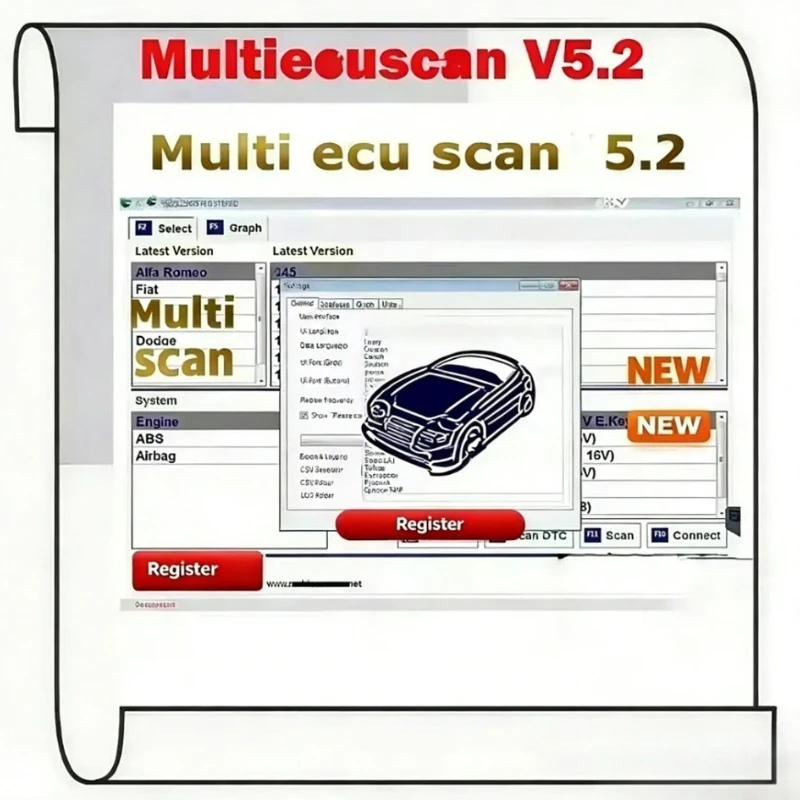 2026 latest version Multiecuscan V5.2 V5.0  V4.8 for Fiat/Chrysler/Dodge/Jeep/Suzuki Scanner  Software Fault Diagnosis tools