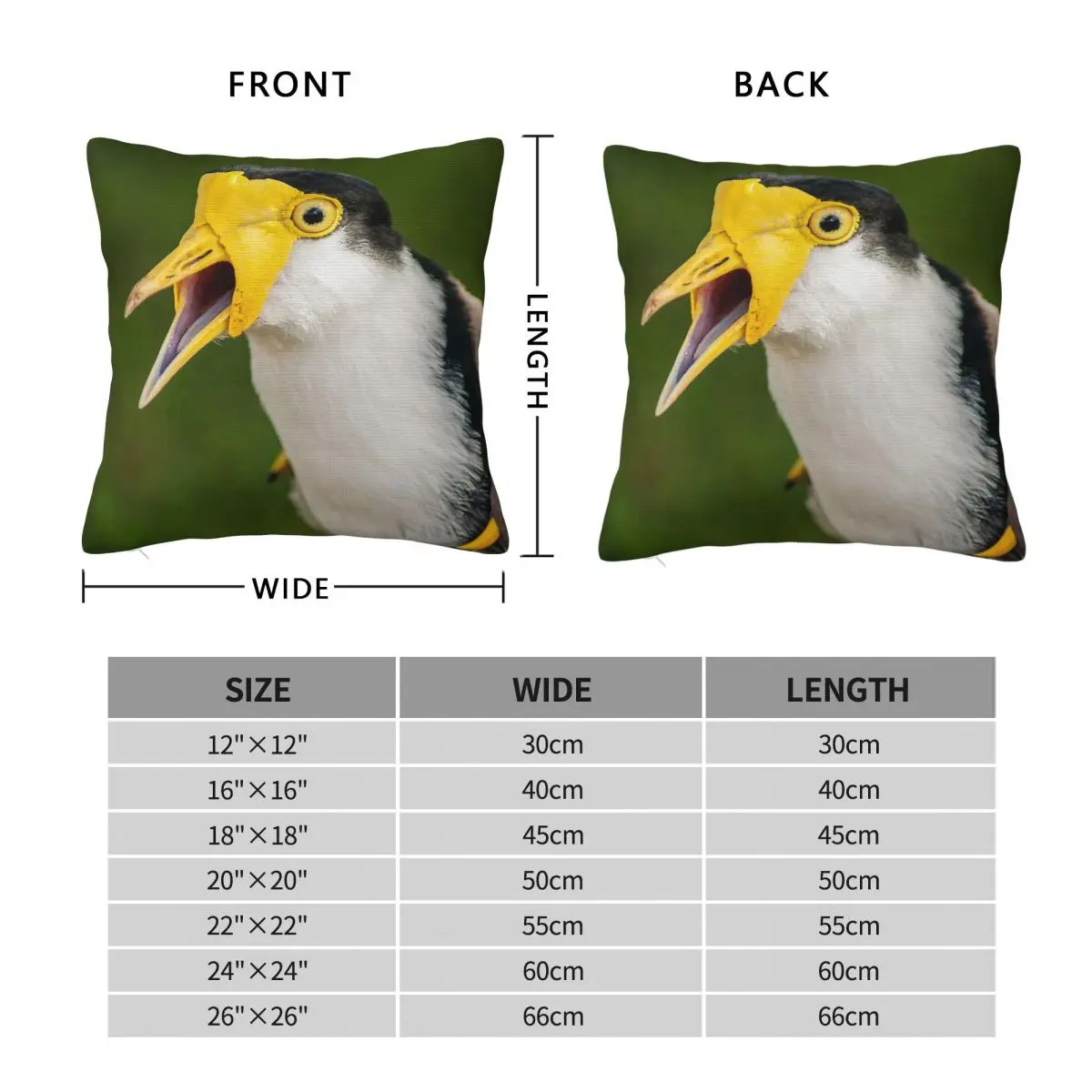 Australian Masked Lapwing Plover Square Pillowcase Polyester Linen Velvet Creative Decor Pillow Home Cushion Cover Wholesale