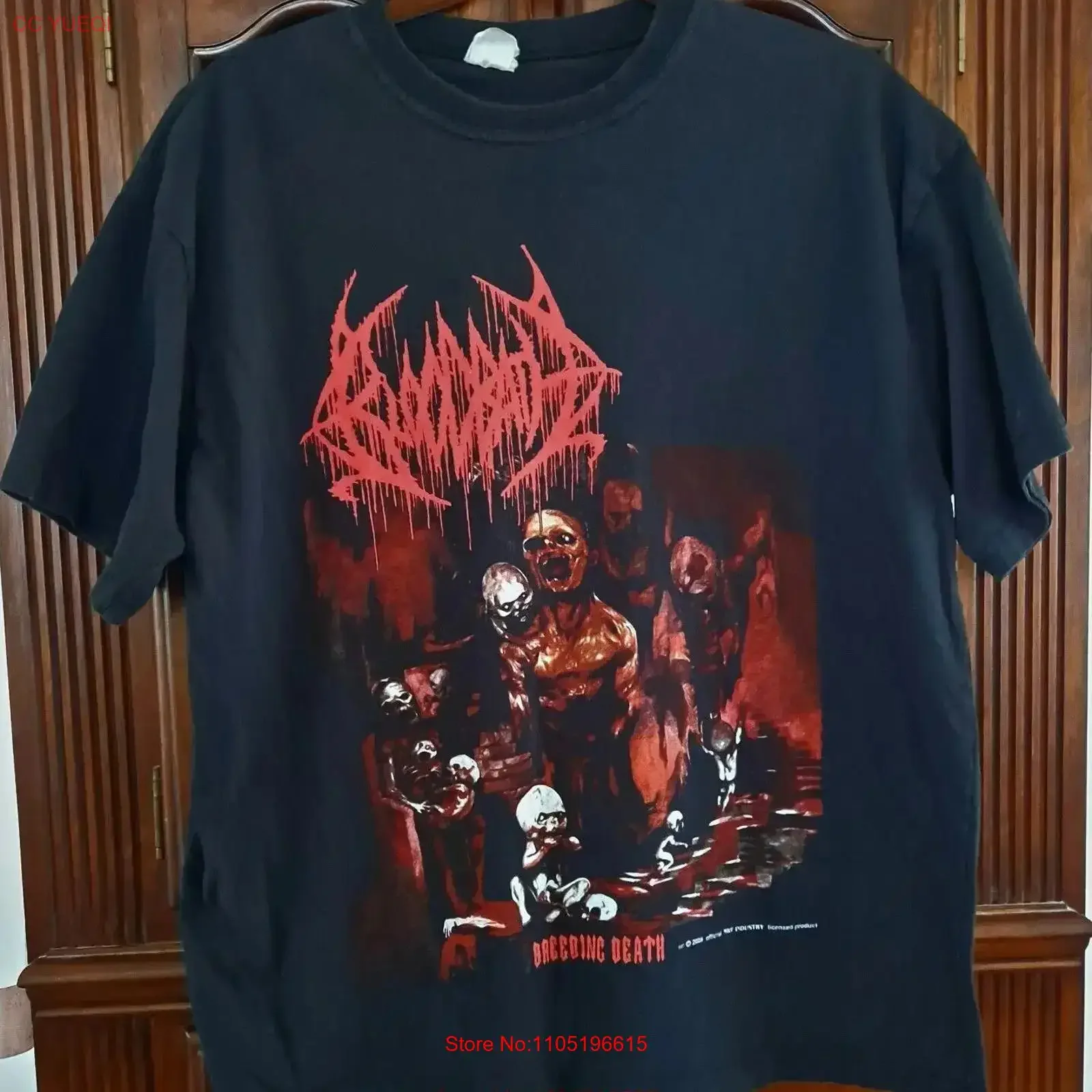 BLOODBATH Breeding Death T Shirt Black XL 2006 Entombed Morbid Angel vintage Washed Casual fashion Slightly Stretched