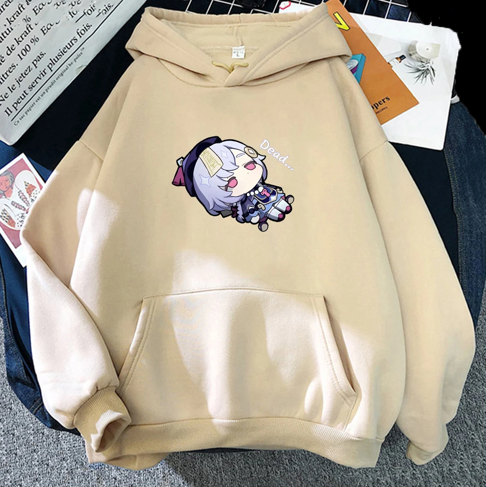 Kawaii Genshin Impact Qiqi Hoodies Anime Sweatshirts Women Long Sleeve Hoodie Graphic Streetwear Sudaderas Y2K Tops Harajuku