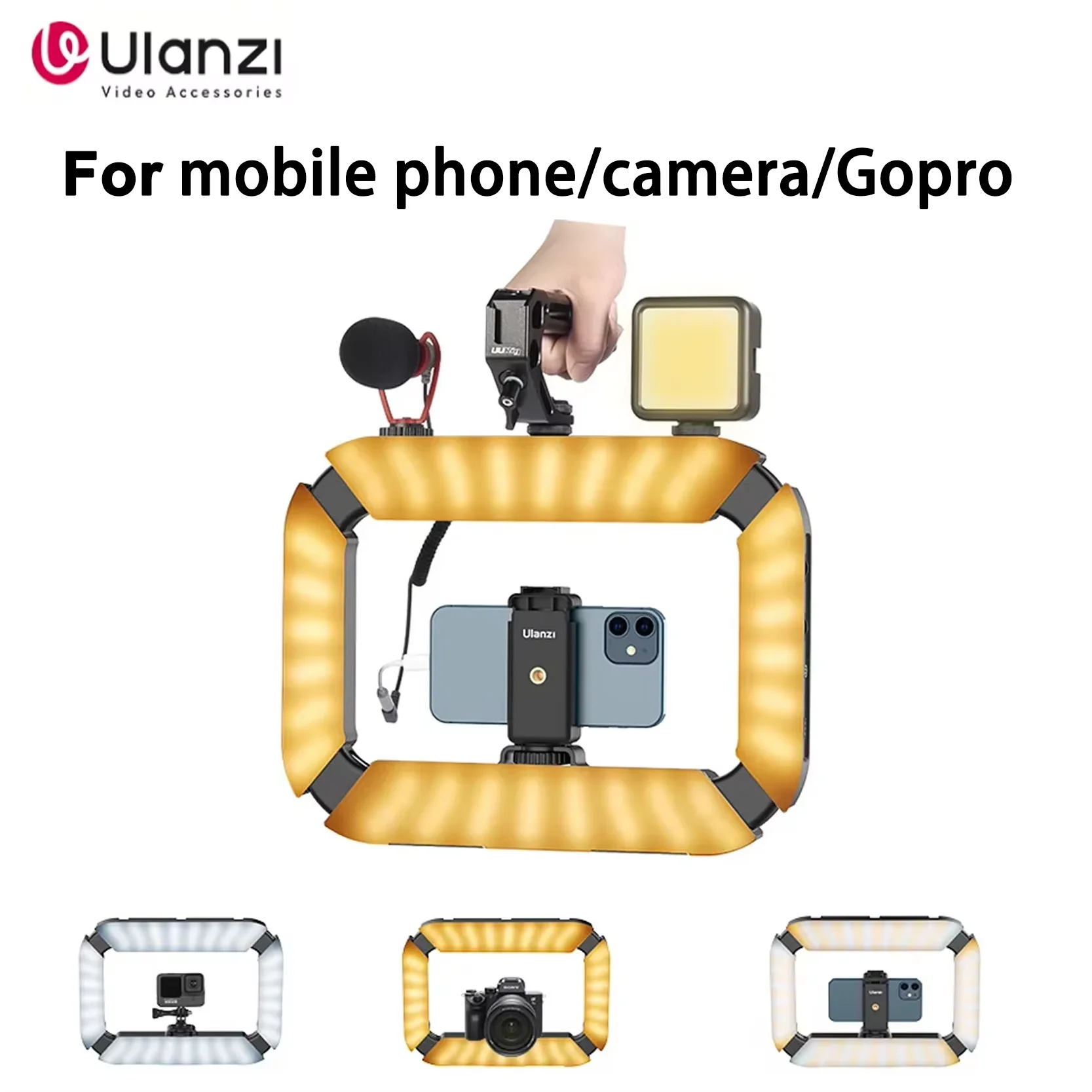 Original Ulanzi U200 Intelligent Handheld Video Drilling Rig With Ring LED Selfie Light Compatible With Mobile Phone Camera