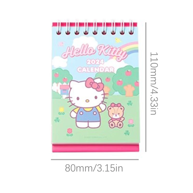 2024 Kawaii Kuromi Cinnamoroll My Melody Cartoon Calendar Desktop Ornaments Anime Sanrios Girl Heart Cute Schedule Guestbook