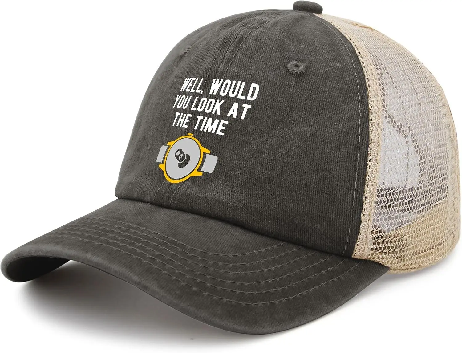 Hecho en EE. UU. Beer Time Funny Beer Can Pop Top Reloj de pulsera Sombreros para hombres Gorras de béisbol bajas