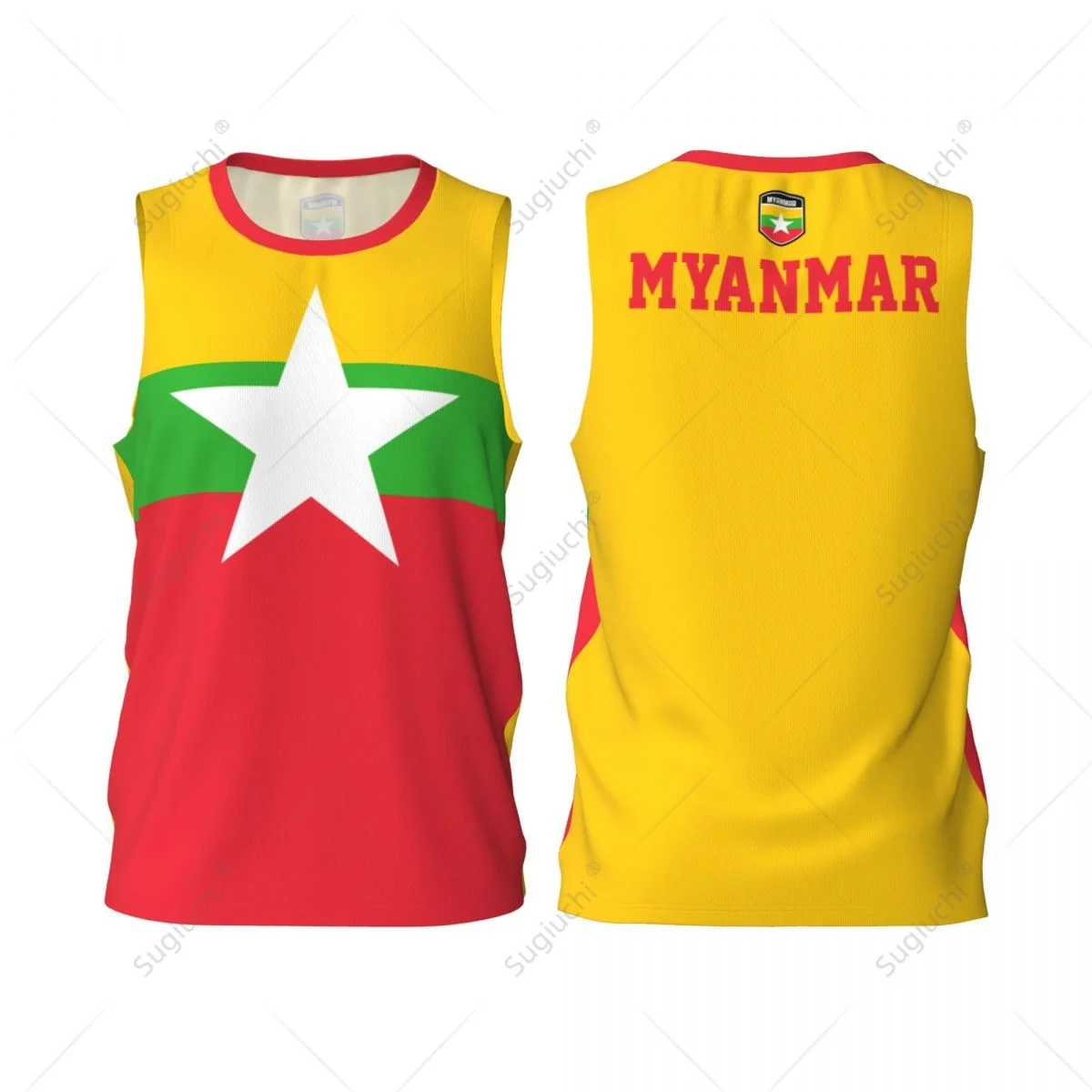 Myanmar Flag Men Basketball Sports Running Fitness Multifunction Sleeveless tshirt Exclusive Custom Name Nunber