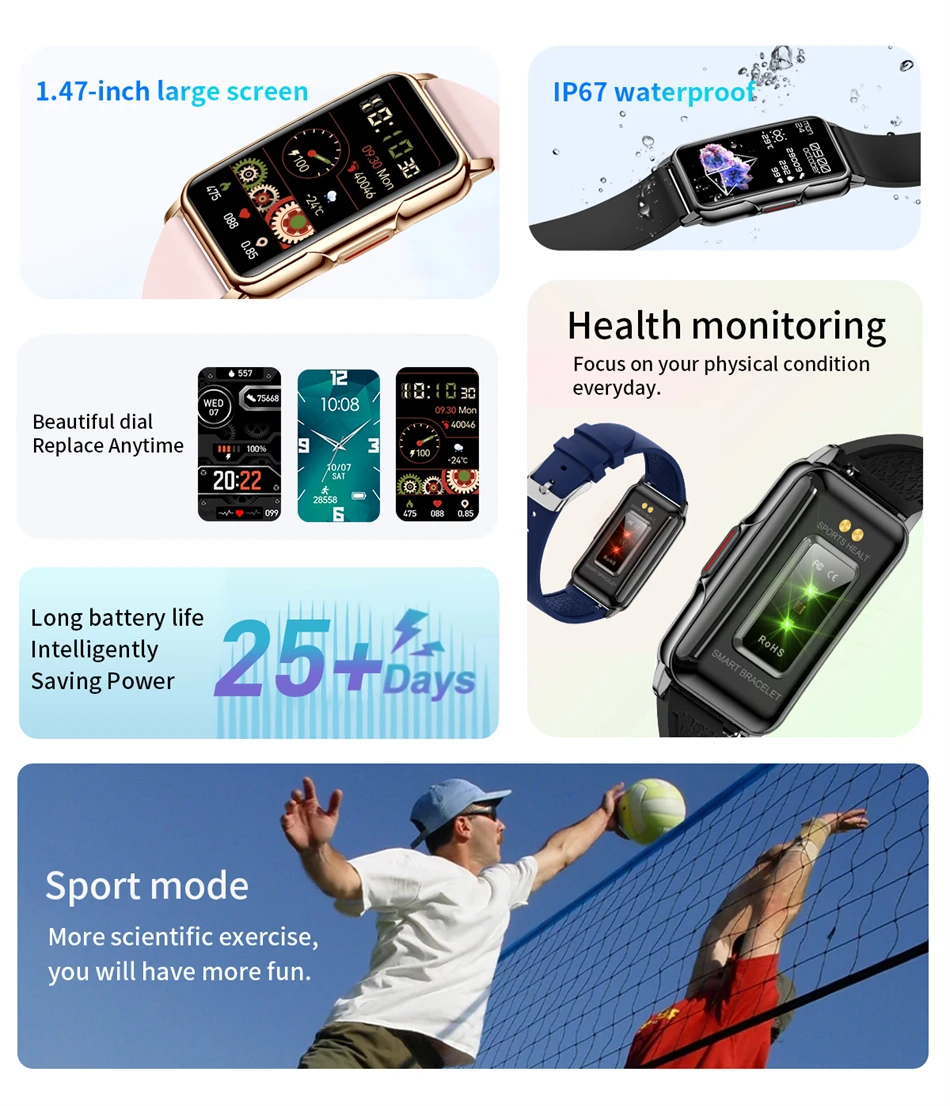 LIGE Smartwatch für Damen und Herren, 1,47-Zoll-Vollbild-Touchscreen, Sport-Fitness-Tracker, wasserdicht, Damen-Smartwatch 2026 für Android und iOS – Detail 2
