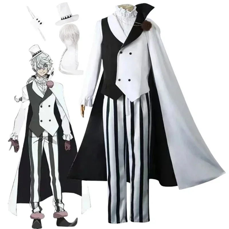 

Bungo Stray Dogs Cosplay Uniform, Halloween Costume, Hat, Wig, Cape, White