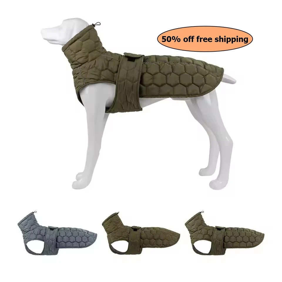 

Dog Clothes Winter Thick Reflective Snowsuit Coat Pet Jacket for Large Breed Whippet Greyhound Parka Clothing Free shipping