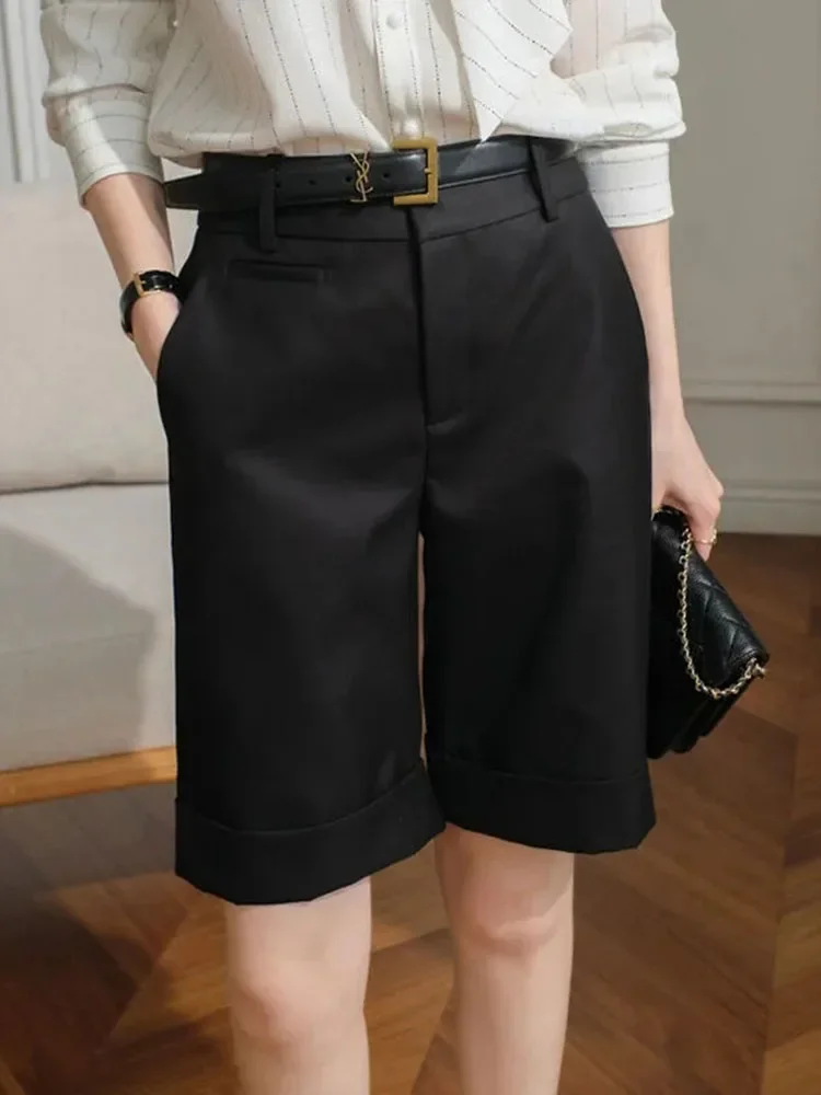 Summer High Waist Straight Cargo Shorts Women Chic Casual Baggy Pantalones Cortos Korean Fashion Loose Classic Solid Short Pants - Image 6