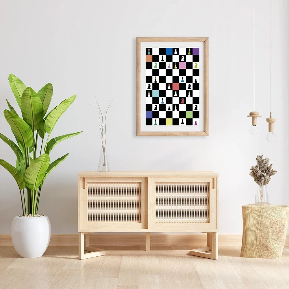 Abstract Retro Art Poster Distortion Figure Cartoon Wall Canvas Painting Print International Chess Sculpture Room Home Decor
